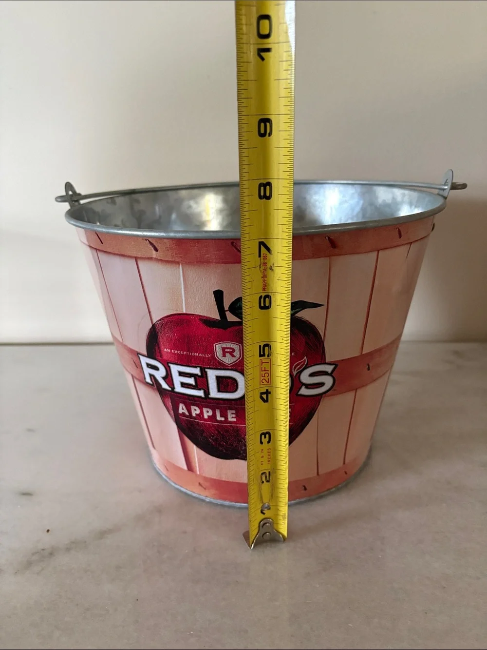 Decorative Redd’s Apple Ale bucket - Peach & Red
